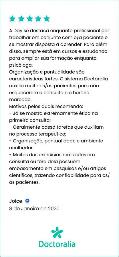 Depoimento sobre psicóloga Dayane Oliveira